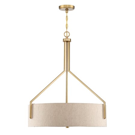 Designers Fountain Elara 60 Watt 4 Light Brushed Gold Pendant with Beige Linen Shade 93932-BG